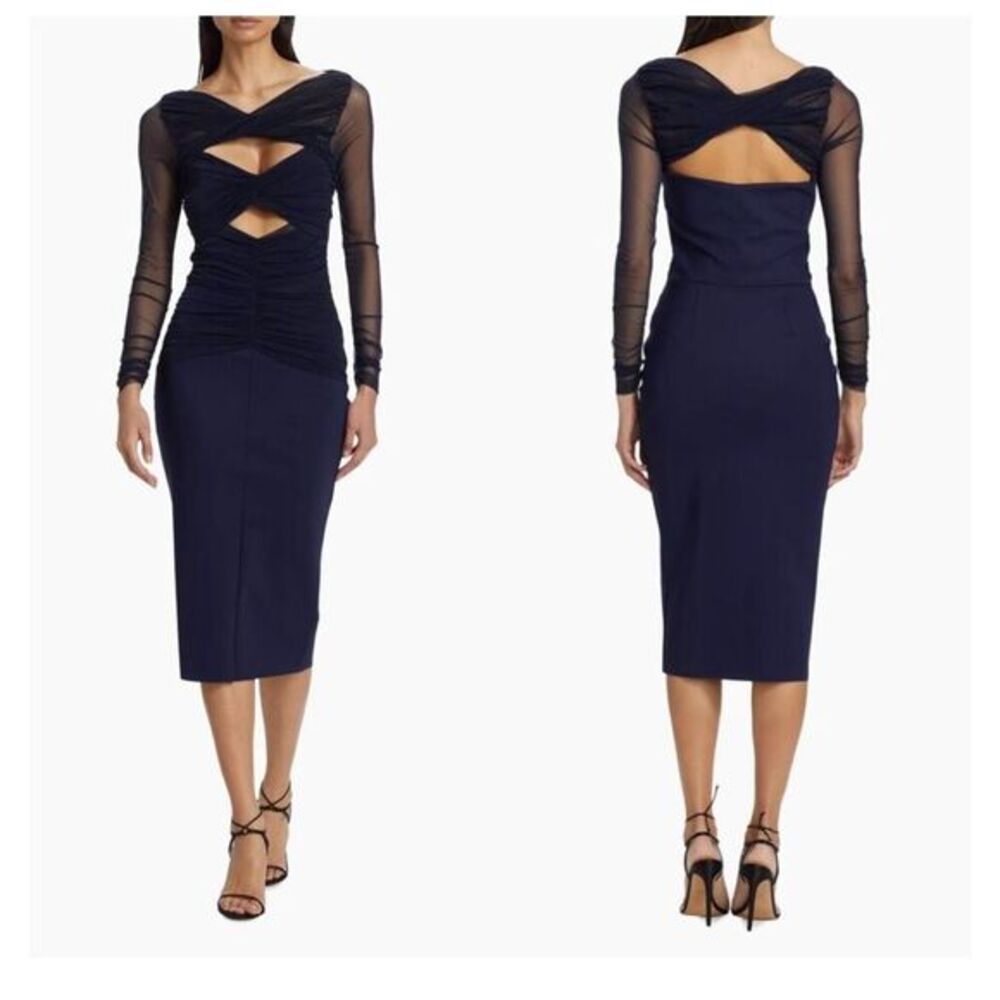 Chiara Boni La Petite Robe Leitha Mesh Cut-Out Midi-Dress Size 14 $750